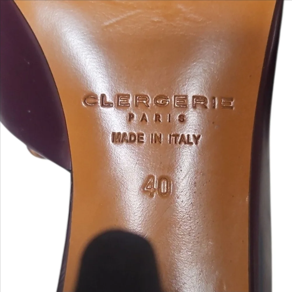 CLERGERIE | Kalliste Leather Pointed Toe Pumps in Plum ~ Size EU 40 / US 10